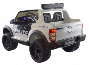 Masinuta electrica politie Premier Ford Raptor, 12V, roti cauciuc EVA, scaun piele ecologica alb [9]