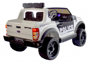 Masinuta electrica politie Premier Ford Raptor, 12V, roti cauciuc EVA, scaun piele ecologica alb [5]