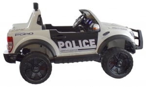 Masinuta electrica politie Premier Ford Raptor, 12V, roti cauciuc EVA, scaun piele ecologica alb [4]