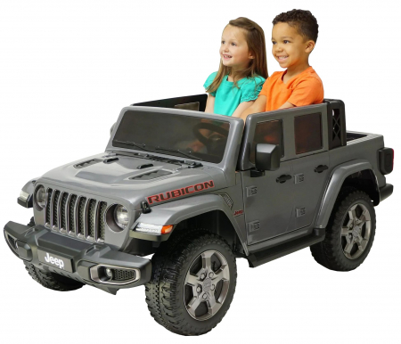 Masinute electrice - Masinuta electrica Premier Jeep Gladiator Rubicon, 12V, 2 copii, roti cauciuc EVA, scaun piele ecologica, gri