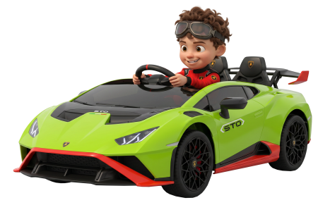Masinute electrice - Masinuta electrica Premier Lamborghini Huracan, 12V, roti cauciuc EVA, scaun piele ecologica, verde