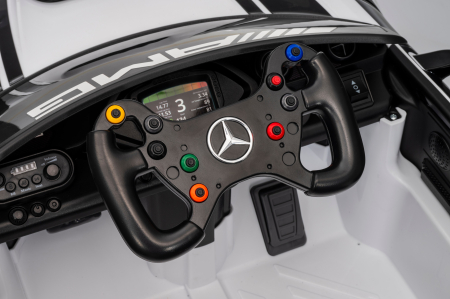 Masinuta electrica Premier Mercedes Benz AMG GT3, 12V, roti cauciuc EVA, scaun piele ecologica, alb [11]