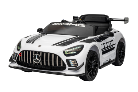 Masinute electrice - Masinuta electrica Premier Mercedes Benz AMG GT3, 12V, roti cauciuc EVA, scaun piele ecologica, alb