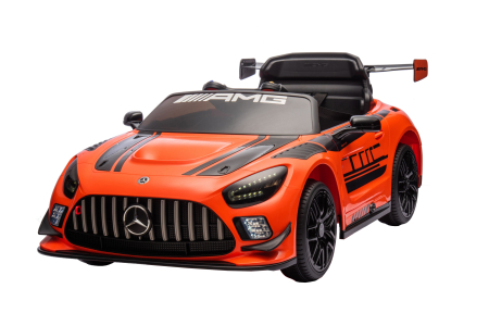 Masinuta electrica Premier Mercedes Benz AMG GT3, 12V, roti cauciuc EVA, scaun piele ecologica, portocaliu