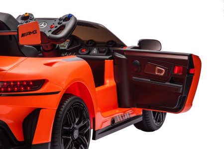 Masinuta electrica Premier Mercedes Benz AMG GT3, 12V, roti cauciuc EVA, scaun piele ecologica, portocaliu [10]