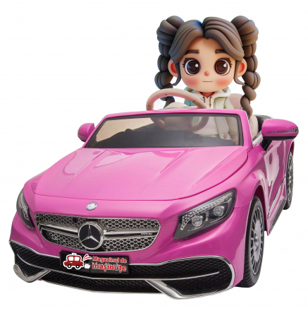 Masinute electrice - Masinuta electrica Premier Mercedes-Maybach S650 Cabriolet, 12V, roti cauciuc EVA, scaun piele ecologica, roz