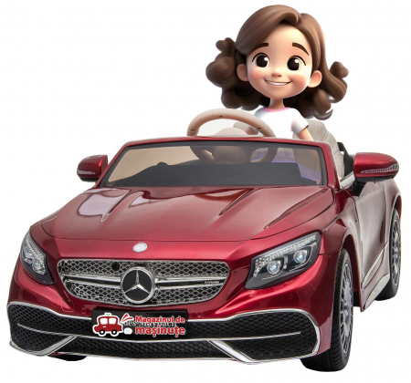 Masinute electrice - Masinuta electrica Premier Mercedes-Maybach S650 Cabriolet, 12V, roti cauciuc EVA, scaun piele ecologica, visiniu