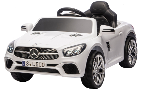 Masinute electrice - Masinuta electrica Premier Mercedes SL500, 12V, roti cauciuc EVA, scaun piele ecologica, alb