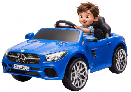 Masinute electrice - Masinuta electrica Premier Mercedes SL500, 12V, roti cauciuc EVA, scaun piele ecologica, albastru