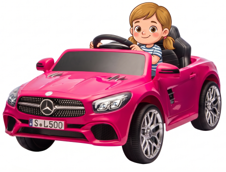 Masinute electrice - Masinuta electrica Premier Mercedes SL500, 12V, roti cauciuc EVA, scaun piele ecologica, roz
