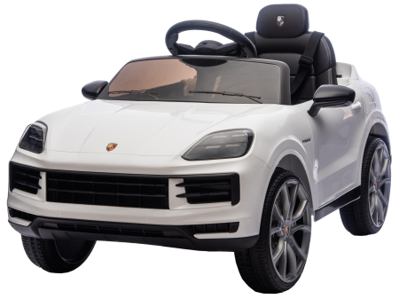Masinute electrice - Masinuta electrica Premier Porsche Cayenne E-Hybrid Coupe, 12V, scaun piele ecologica, alb