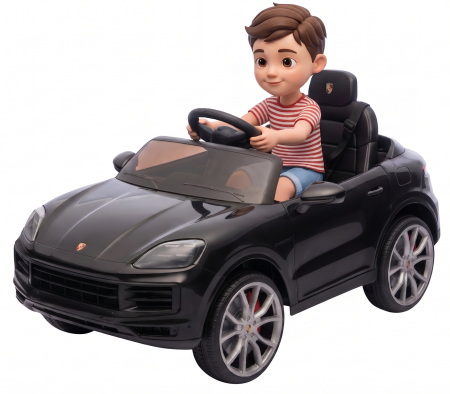 Masinute electrice - Masinuta electrica Premier Porsche Cayenne E-Hybrid Coupe, 12V, scaun piele ecologica, negru