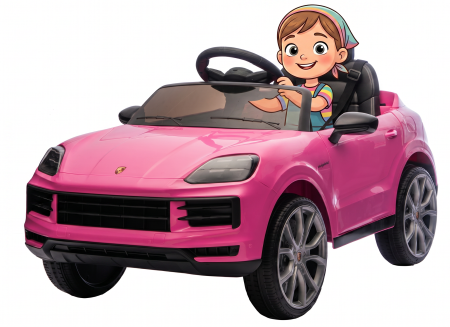 Masinute electrice - Masinuta electrica Premier Porsche Cayenne E-Hybrid Coupe, 12V, scaun piele ecologica, roz