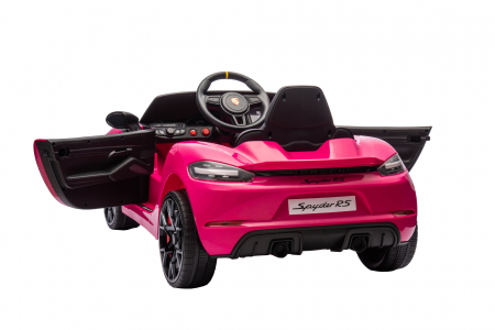Masinuta electrica Premier Porsche Spyder 718 RS , 12V, roti cauciuc EVA, scaun piele ecologica, roz [13]