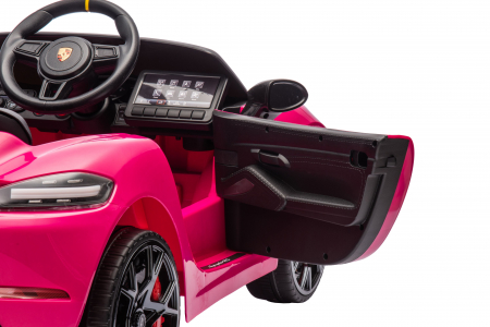 Masinuta electrica Premier Porsche Spyder 718 RS , 12V, roti cauciuc EVA, scaun piele ecologica, roz [15]