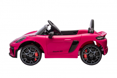 Masinuta electrica Premier Porsche Spyder 718 RS , 12V, roti cauciuc EVA, scaun piele ecologica, roz [5]