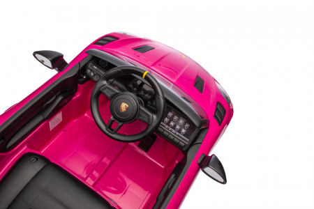 Masinuta electrica Premier Porsche Spyder 718 RS , 12V, roti cauciuc EVA, scaun piele ecologica, roz [25]