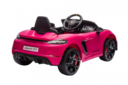 Masinuta electrica Premier Porsche Spyder 718 RS , 12V, roti cauciuc EVA, scaun piele ecologica, roz [8]