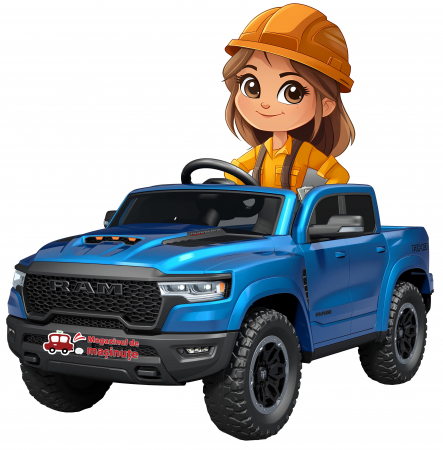 Masinute electrice - Masinuta electrica Premier RAM 1500 RHO, 12V, roti cauciuc EVA, scaun piele ecologica, albastru