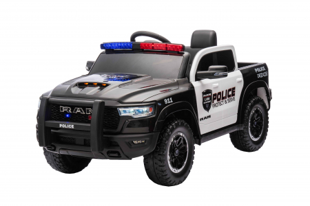 Masinute electrice - Masinuta electrica Premier RAM 1500 RHO Politie, 12V, roti cauciuc EVA, scaun piele ecologica, negru