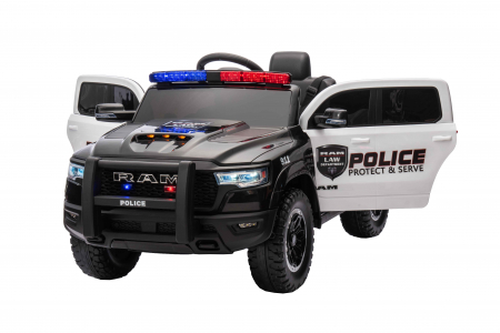 Masinuta electrica Premier RAM 1500 RHO Politie, 12V, roti cauciuc EVA, scaun piele ecologica, negru [8]