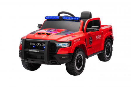 Masinuta electrica Premier RAM 1500 RHO Pompieri, 12V, roti cauciuc EVA, scaun piele ecologica, rosu [5]