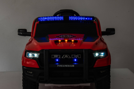 Masinuta electrica Premier RAM 1500 RHO Pompieri, 12V, roti cauciuc EVA, scaun piele ecologica, rosu [3]