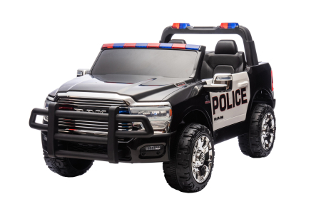Masinute electrice - Masinuta electrica Premier RAM 3500 Politie, 12V, 2 copii, roti cauciuc EVA, scaun piele ecologica, negru