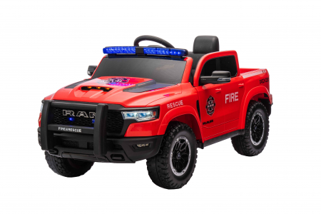 Masinuta electrica Premier RAM 1500 RHO Pompieri, 12V, roti cauciuc EVA, scaun piele ecologica, rosu [1]