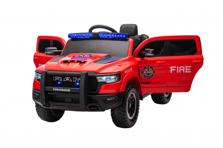 Masinuta electrica Premier RAM 1500 RHO Pompieri, 12V, roti cauciuc EVA, scaun piele ecologica, rosu [10]