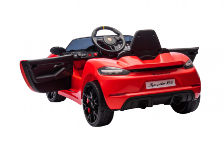 Masinuta electrica Premier Porsche Spyder 718 RS , 12V, roti cauciuc EVA, scaun piele ecologica, rosu [11]