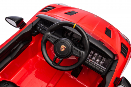 Masinuta electrica Premier Porsche Spyder 718 RS , 12V, roti cauciuc EVA, scaun piele ecologica, rosu [30]