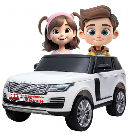 Masinute electrice - Masinuta electrica Premier Range Rover Vogue HSE, 12V, 2 locuri, roti cauciuc EVA, scaun piele ecologica, alb