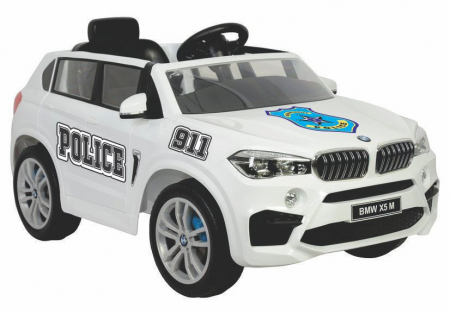 Masinuta electrica Premier BMW X5M Police, 12V, roti cauciuc EVA, scaun piele ecologica, alb [0]