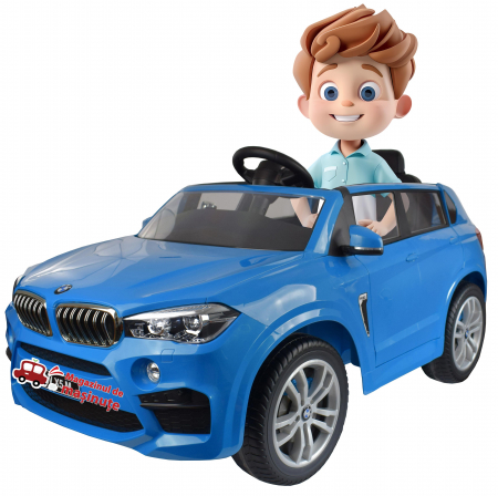 Masinute electrice - Masinuta electrica SUV Premier BMW X5M, 12V, roti cauciuc EVA, scaun piele ecologica, albastru
