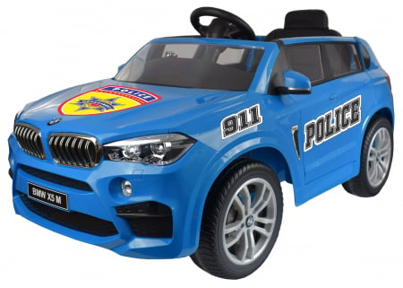 Masinuta electrica Premier BMW X5M Police, 12V, roti cauciuc EVA, scaun piele ecologica, albastru [0]