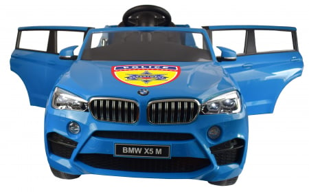 Masinuta electrica Premier BMW X5M Police, 12V, roti cauciuc EVA, scaun piele ecologica, albastru [8]