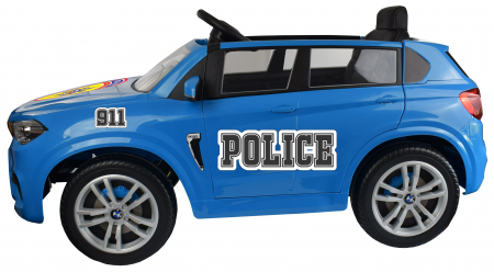 Masinuta electrica Premier BMW X5M Police, 12V, roti cauciuc EVA, scaun piele ecologica, albastru [4]