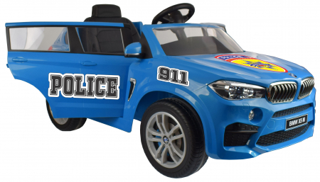 Masinuta electrica Premier BMW X5M Police, 12V, roti cauciuc EVA, scaun piele ecologica, albastru [9]