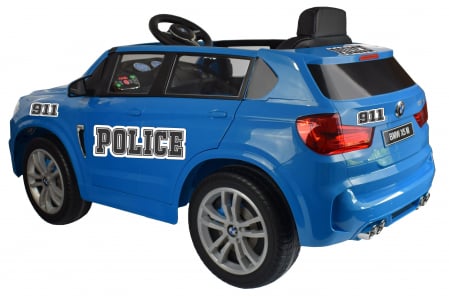 Masinuta electrica Premier BMW X5M Police, 12V, roti cauciuc EVA, scaun piele ecologica, albastru [5]