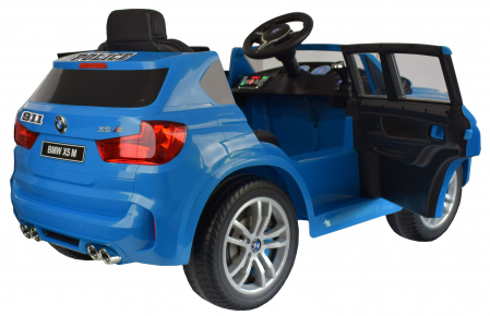 Masinuta electrica Premier BMW X5M Police, 12V, roti cauciuc EVA, scaun piele ecologica, albastru [10]