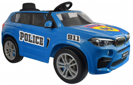 Masinuta electrica Premier BMW X5M Police, 12V, roti cauciuc EVA, scaun piele ecologica, albastru [2]