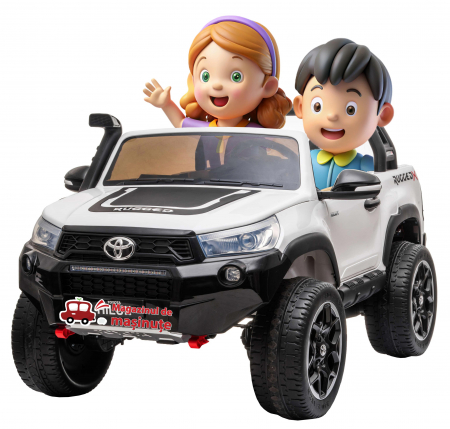Masinute electrice - Masinuta electrica SUV Premier Toyota Grand Hilux, 12V, 4x4, roti cauciuc EVA, scaun piele ecologica, alb