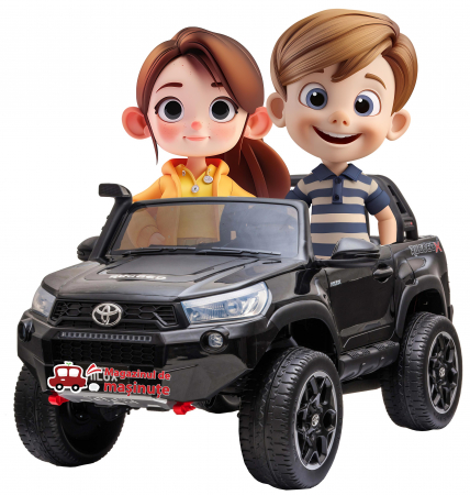 Masinute electrice - Masinuta electrica SUV Premier Toyota Grand Hilux, 12V, 4x4, roti cauciuc EVA, scaun piele ecologica, negru
