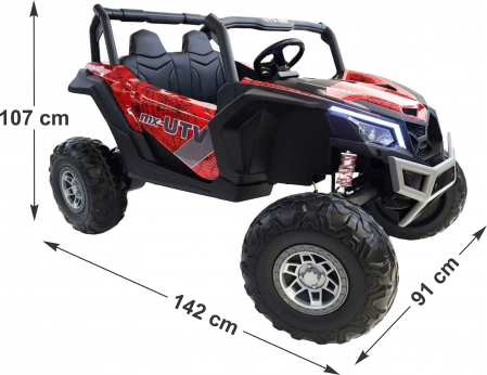 Masinuta electrica UTV Premier Dune, 24V, roti cauciuc EVA, 2 locuri, scaun piele ecologica, spider, rosu [1]