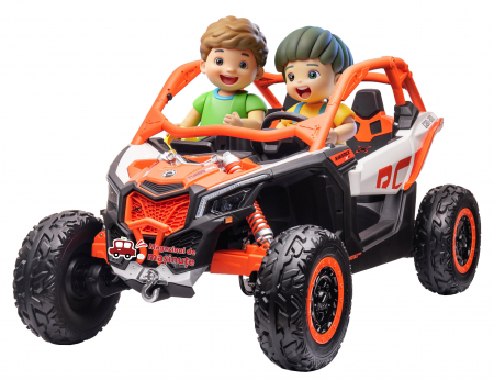 ATV-uri electrice - Masinuta UTV electric Premier 4x4 Can-Am Maverick Power RC, 2 locuri, 2 baterii 24V, roti cauciuc EVA, scaun piele ecologica, portocaliu