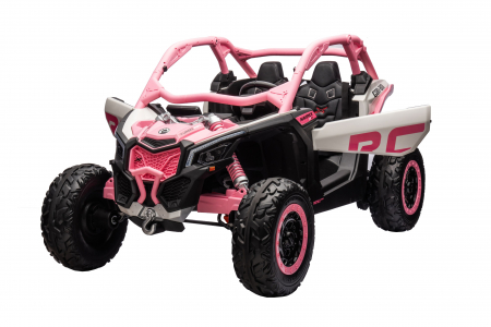 Masinuta UTV electric Premier 4x4 Can-Am Maverick Power RC, 2 locuri, 2 baterii 24V, roti cauciuc EVA, scaun piele ecologica, roz deschis [6]