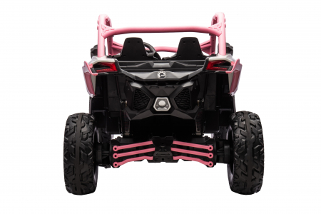Masinuta UTV electric Premier 4x4 Can-Am Maverick Power RC, 2 locuri, 2 baterii 24V, roti cauciuc EVA, scaun piele ecologica, roz deschis [9]