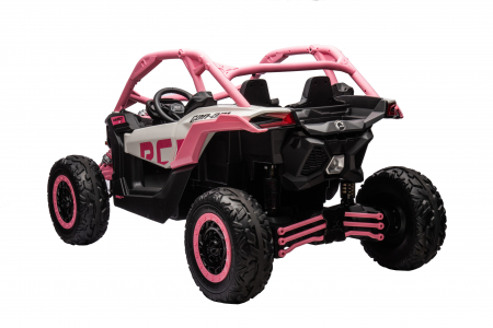 Masinuta UTV electric Premier 4x4 Can-Am Maverick Power RC, 2 locuri, 2 baterii 24V, roti cauciuc EVA, scaun piele ecologica, roz deschis [8]