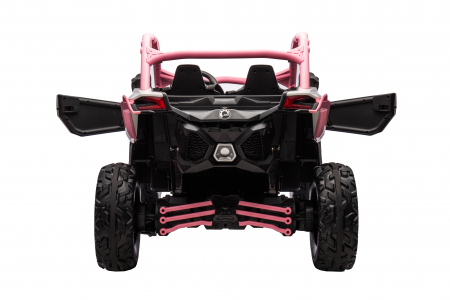 Masinuta UTV electric Premier 4x4 Can-Am Maverick Power RC, 2 locuri, 2 baterii 24V, roti cauciuc EVA, scaun piele ecologica, roz deschis [7]